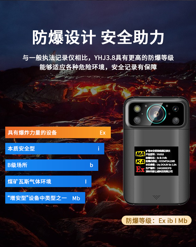 影士威5G煤安防爆记录仪YHJ-3.8：北斗+GPS双模定位、5G全网通智能传输、4200万高清像素、远程可视化调度平台。(图4)